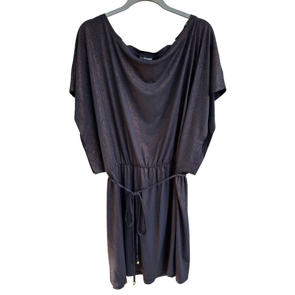 Lane Bryant Dress 22/24 3X Black Metallic Stretch Cocktail Coverup Mini Tunic
